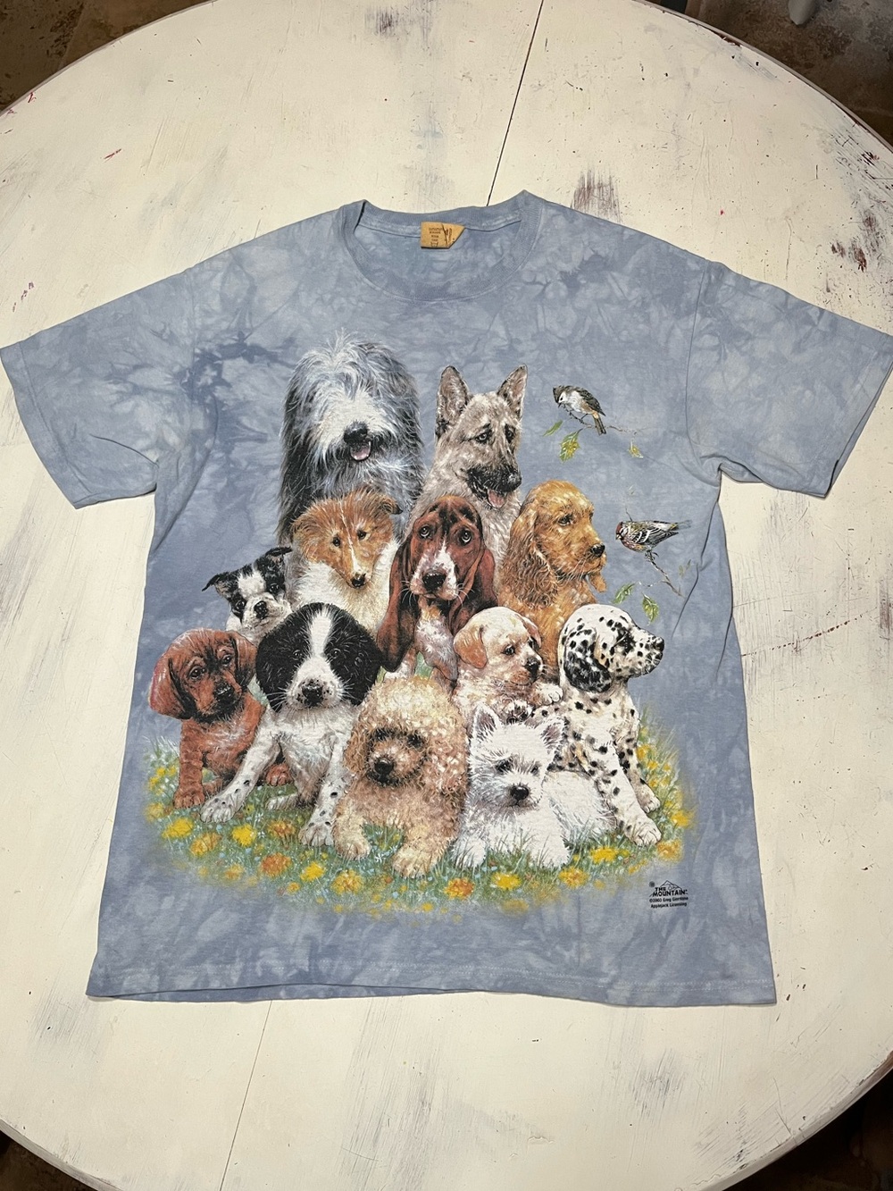 The Mountain Vintage 2000’s Dogs & Puppies T-Shirt Sz Adult M Tie Dyed Nature
